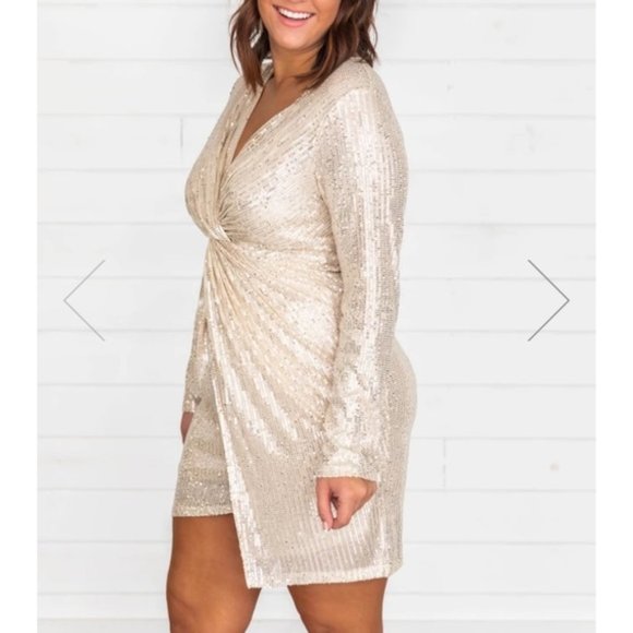 Pink Lily Celebratory Night Sequin Champagne Dress - Picture 2 of 6